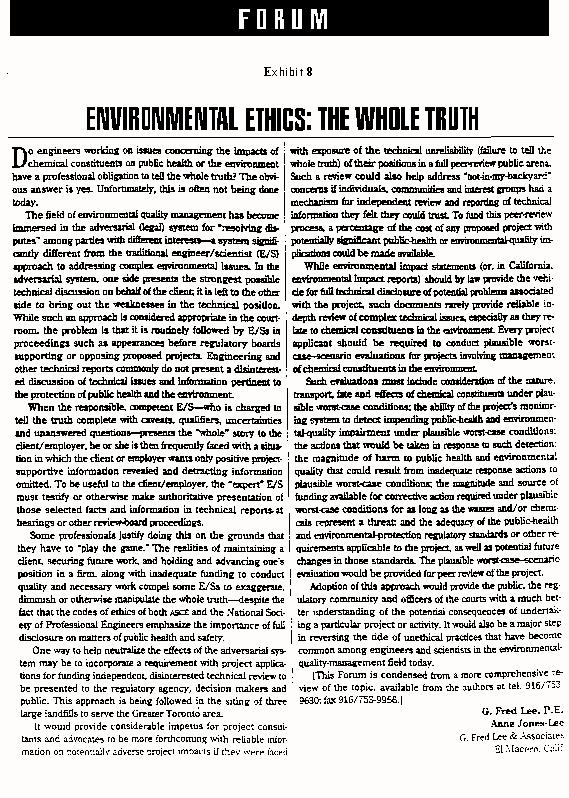 Environmental Ethics: The Whole Truth