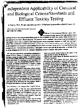 Lee & Jones-Lee paper Independent Applicability